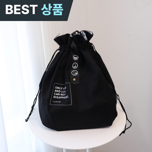 포베즈 가벼운 캔버스 보온보냉 직장인 도시락 가방, 웨일블랙, 1개