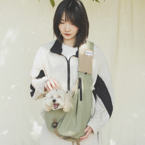 호다다 반려동물 강아지 슬링백 포대기 고양이 이동가방, 민트, 1개