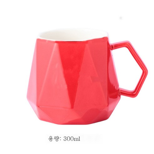 DFMEI 커피 컵 마크 컵 덮개 숟가락 남자와 여자 세라믹 컵 홈 한국 커플 우유 대용량 찻잔, 별이 빛나는 스카이 레드, 뚜껑 숟가락이없는 단색 싱글 컵