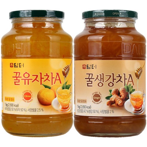 담터 꿀유자차A 1kg+꿀생강차A 1kg, 2개