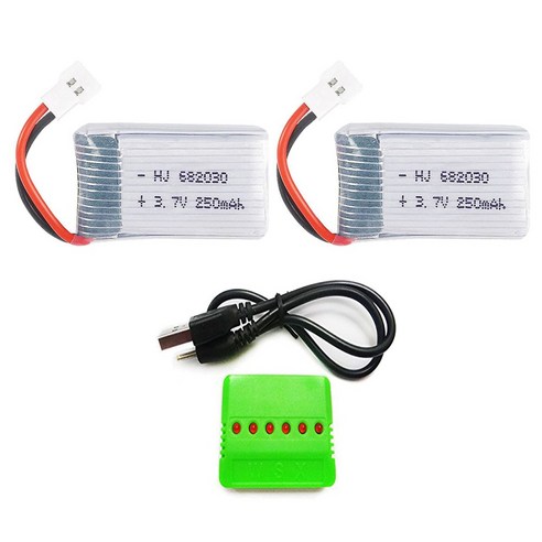 3.7v 250mah 드론배터리충전기세트, (X4) 250mah2개+6in1충전