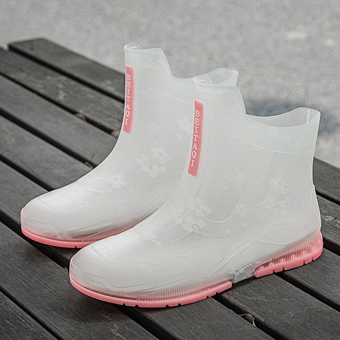 여성 레인부츠 고무 반장화 미끄럼 방지 투명 방수화 Women''s Rain Shoes