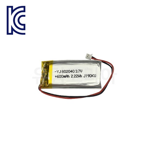 YJ 리튬폴리머배터리 YJ802040 600mAh KC인증 충전지, 1개, 1개