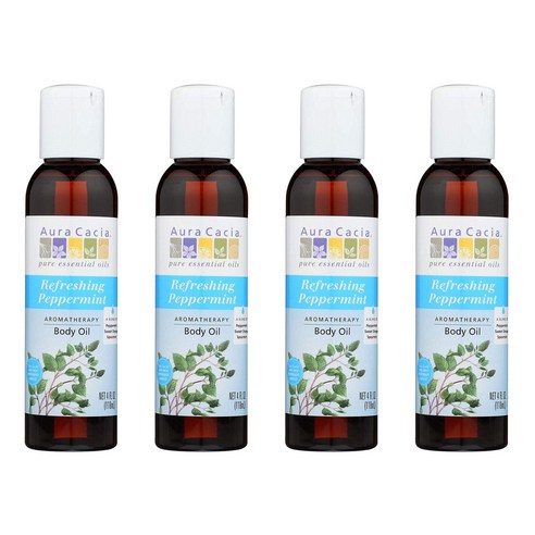 아우라카시아 아로마테라피 바디 오일, 118ml, 4개, Refreshing Peppermint