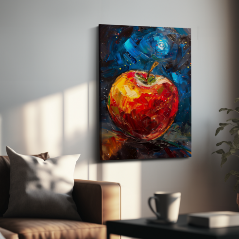 아트앤코 돈 들어오는 사과 캔버스 그림 75x50cm 풍수지리 인테리어 대형 액자, AT3075 사과와 인피니티 갤럭시
