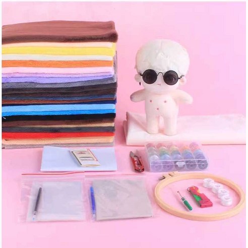 무속성 솜인형 노멀 바디 DIY 키트 아이돌 인형 본체 제작, 스켈레톤 제외, 10cm 팻 바디(자수 포함) 솜인형키트 14 솜인형만들기 20cm 10cm 수제 아이돌 인형DIY 원단키트, 4 색상, 1개