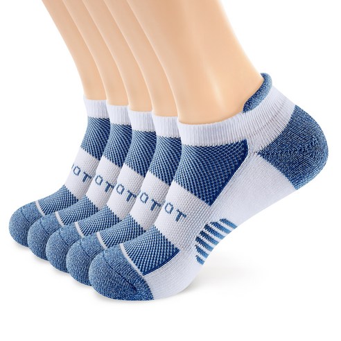 몬풋 어슬레틱 스포츠 쿠션 하이백 단목양말, 블루 5팩