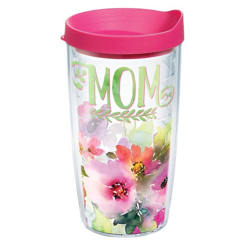 Tervis 이중벽 텀블러 트래블 리드 포함 텀블러/콜드컵, Mom Watercolor Floral, 473ml