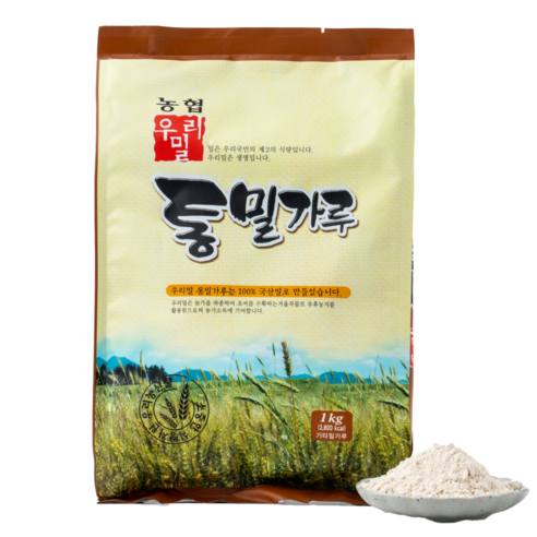 우리밀 통밀가루 10kg(1kg 10개) 국내산100% 통곡물 농협생산, 10개, 1kg 농협통밀가루