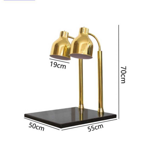 업소용 호텔 뷔페 음식 온열 램프 차핑디쉬 워머기, 더블 T 골드 + 광원이 있는 블랙스톤