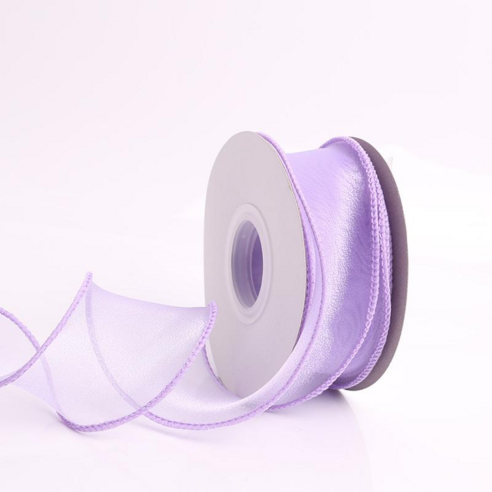 일상채움 오간자 오간디 쉬폰 리본 포장 40mm 9미터 2p, 9m, 바이올렛