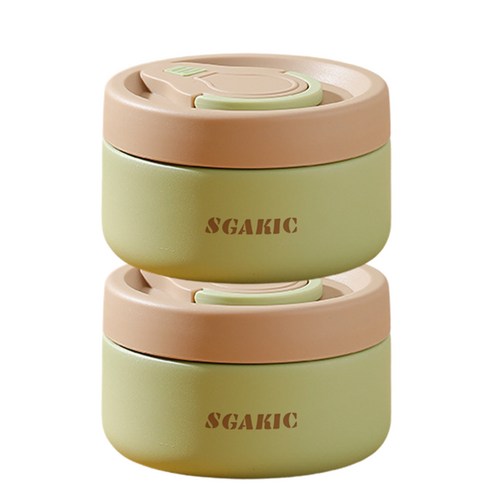 SGAKIC 진공 직장인 보온 도시락통 스텐도시락 480ml, 2개, 그린