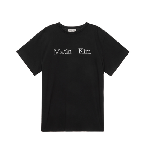 마뗑킴 MATIN KIM 로고 탑 티셔츠 BLACK 롱기장 MK2400TS042MBB