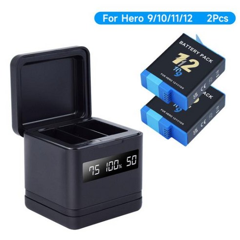 고프로 히어로 12 10/9 배터리 LCD 디스플레이 포함 다기능 스마트 충전 박스/케이스 9 용, [04] 4PCS Battery