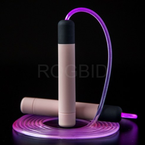 ROGBID 발광줄넘기전자줄넘기투명광섬유야광줄넘기남녀 휘트니스줄넘기쿨넘기, 핑크 손잡이