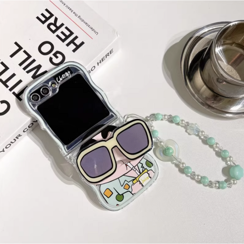 짱구와 선글라스가 만나는 사랑스럽고 보호적인 Z 플립 케이스