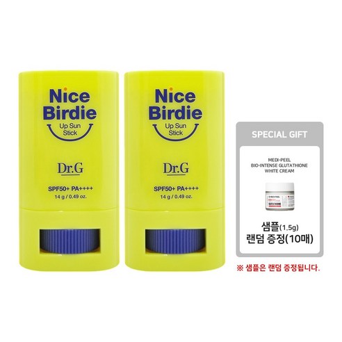 [닥터지 정품] 나이스 버디 업 선 스틱 SPF50+ PA++++ 14g / 본품 2개 / 샘플 랜덤 증정(10매), 1개