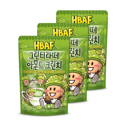 [HBAF] 바프 그린티라떼 아몬드 크런치 170g X 3봉, 3개