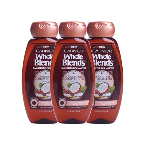 가르니에 홀 블렌드 스무딩 샴푸 코코넛 오일 & 코코아 버터, 370ml, 3개