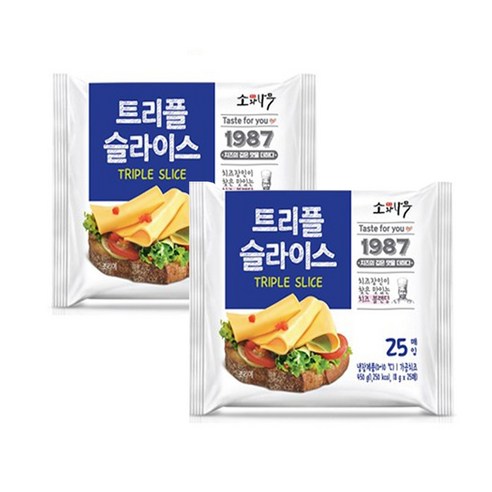 소와나무 트리플 슬라이스 치즈 450g 25매, 450g, 2개