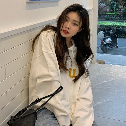 데이즈온샵 여성용 알파벳 후드 긴팔 티셔츠