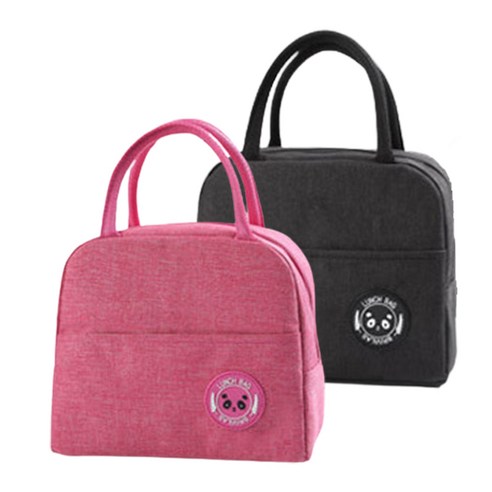 2개 모던 보온 보냉백 도시락가방 고급형, 핑크+블랙