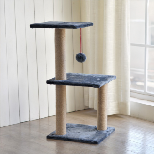 AINI 2단 고양이 스크래쳐 놀이감 멀티 캣타워 대형, 1개, 다크 그레이, 70cm