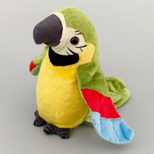 귀여운 말하는 앵무새 인형, 20cm, 그린