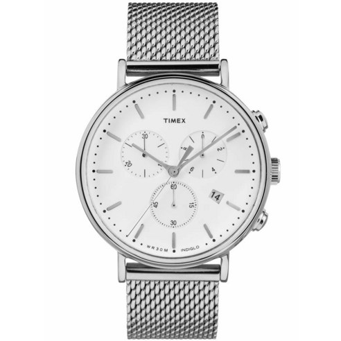 타이맥스 Timex Fairfield 화이트 다이얼 스테인리스 스틸 남성용 시계 TW2R27100