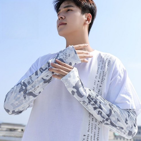 ANQIXI AX07 남성용 여름 루즈한 아이스 실크 슬리브 야외 사이클링 야외 스포츠 아이스 슬리브 자외선 차단 냉각 팔 슬리브 팔 슬리브, Lightgray, Bears, 1개