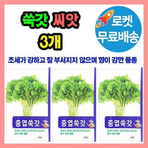 쑥갓 씨앗 3봉 쌈채소 종자 씨 채소씨앗, 3개