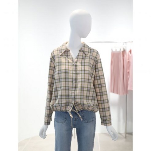 [올리브데올리브] 소매 롤업 스트링 체크 블라우스 YW4SB711 (638307 )