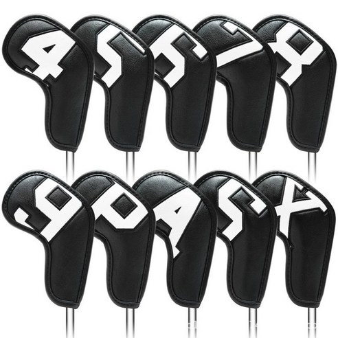 빅 넘버링 골프 아이언 헤드 커버 (Big Numbering Golf Iron Head Cover), 블랙커버&화이트넘버