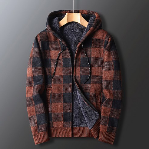브랜드없음남성용 스웨터 코트 플러스 벨벳 루즈한 니트 스웨터 프린트 카디건 캐주얼