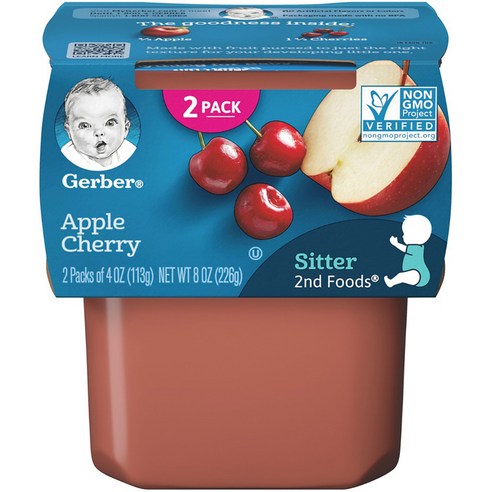 거버 과일퓨레 113g, 사과 체리(Apple Cherry), 2개