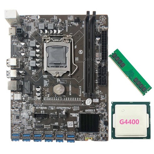 B250C 12P 마더 보드는 LGA1151 12 USB3.0 PCIE GPU 슬롯 + G4400 CPU + DDR4 4G 2666MHz 메모리 바에 적합합니다., 보여진 바와 같이, 하나
