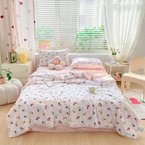 여름이불 담요 피부 친화적 워싱 코튼 싱글