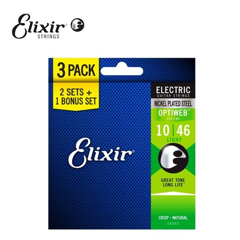 엘릭서 3팩 옵티웹 니켈 라이트 16552 Elixir 일렉 스트링 10-46, 1개