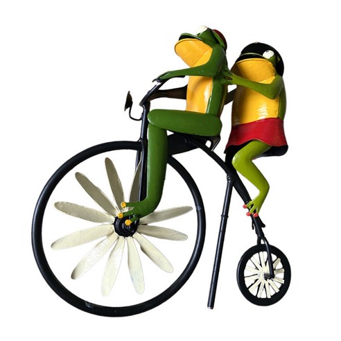 풍차 정원 장식 장식에 귀여운 자전거 바람 금속 개구리, 다색