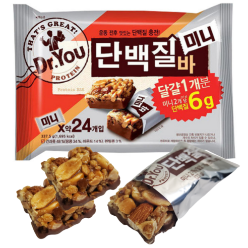 오리온 닥터유 단백질바 미니 337.5g(24봉입)x5개, 5개, 봉지, 337.5g