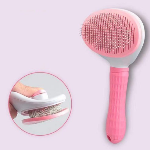 펫그린 저자극 원터치 털 제거 강아지 고양이 브러쉬 빗, 핑크, 1개