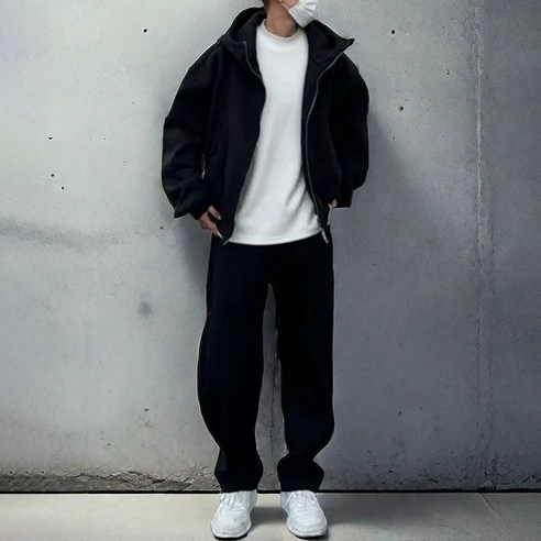 비보뉴 남성 봄 가을 운동복 후드 집업 트레이닝복세트 와이드 데일리 투피스세트