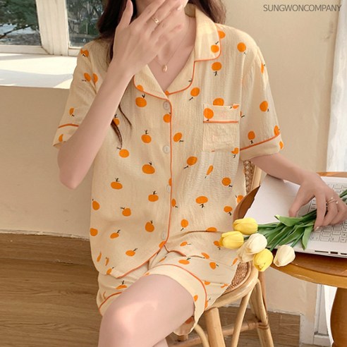 잠 못 드는 여름밤, 귤 향기처럼 상큼한 잠옷으로 숙면을 되찾아 보세요! 귤잠옷