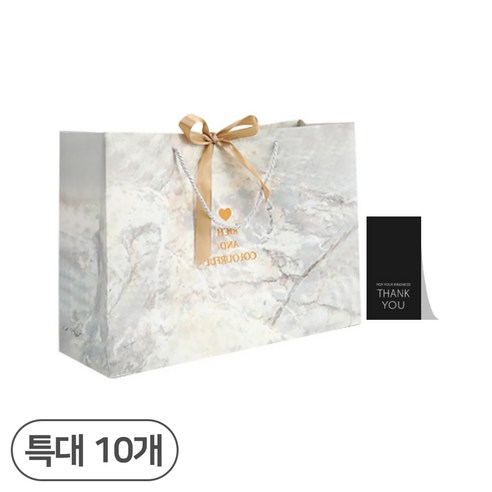 27리빙 선물 쇼핑백 10p+감사 스티커 10p, 04 대리석 골드리본, 특대