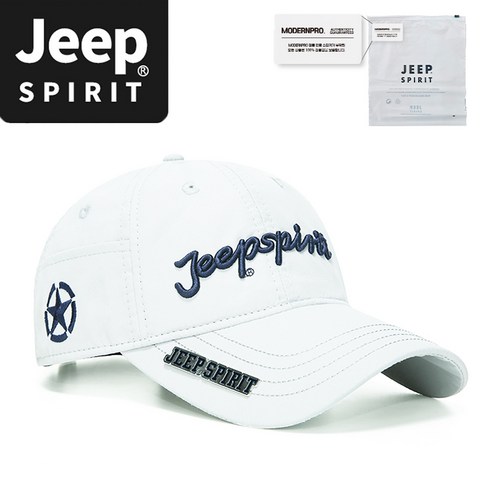 JEEP SPIRIT 스포츠 캐주얼 골프모자 CA0650 + 전용 포장, 화이트
