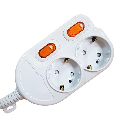 국산 개별형 멀티탭 안전접지 전기릴선 연장선 이동형 콘센트 개별스위치, 1개, 3m, 2구화이트