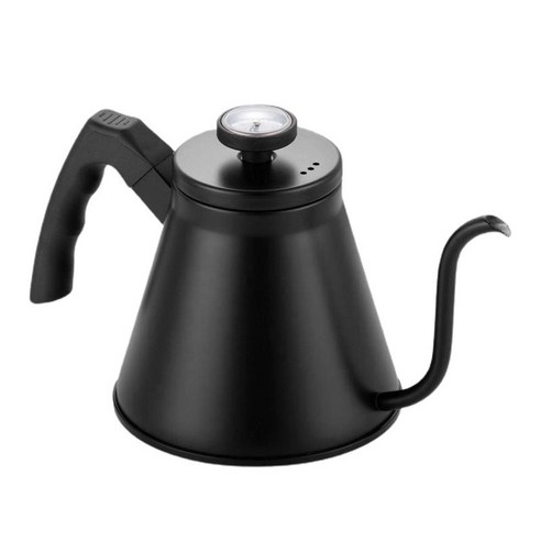 스토브 1.2L 용 온도계가있는 주전자에 핸드 드립 티 커피 부어, 145x280x155mm, 블랙, 스테인레스 스틸