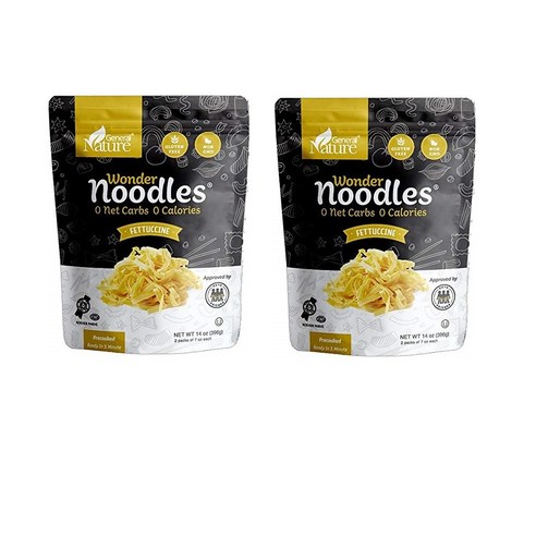Wonder Noodles 페투치니 0 칼로리 0 탄수화물 파스타 396g x2팩, 1