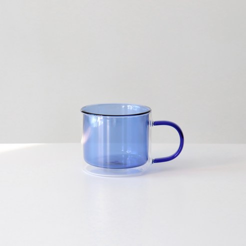 카모메키친 이리스 이중 유리 컬러 머그잔, blue