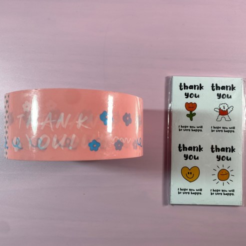 오즈초이스 땡큐 감사 박스테이프와 스티커, 1개